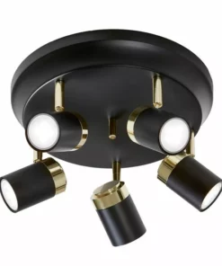 Lampani Kattokohdevalaisin Musta/Messinki Pyöreä 5×35 W