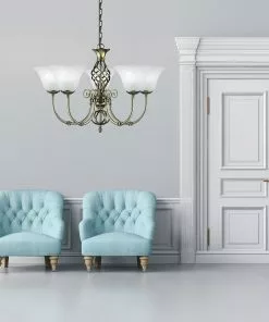 Searchlight 5-lamp. Siirtomaatyylinen CAMEROON-kattokruunu