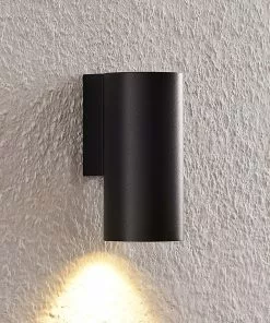 Arcchio Dilana -seinävalo, Pyöreä, 1-lamp., Musta