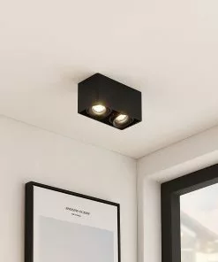 Arcchio Kubika -alasvalo, 2-lamp., Musta