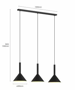 Arcchio Tadej -riippuvalo 3-lamp., Musta-valk. -Lampan kauppa arcchio tadej riippuvalo 3 lamp musta valk 5