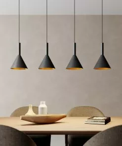 Arcchio Tadej -riippuvalo 4-lamp., Musta-kulta