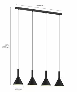 Arcchio Tadej -riippuvalo 4-lamp., Musta-valk. -Lampan kauppa arcchio tadej riippuvalo 4 lamp musta valk 5