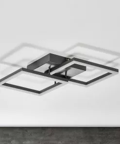 Fabas Luce Bard-LED-kattovalo, 45x45 Cm 2-lamp., Antrasiitti