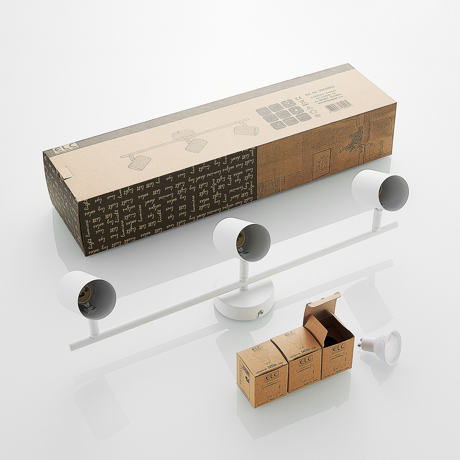 ELC Tomoki -LED-kohdevalo, valkoinen, 3-lamp. ELC Tomoki -LED-kohdevalo, Valkoinen, 3-lamp. -Lampan kauppa elc tomoki led kohdevalo valkoinen 3 lamp 7