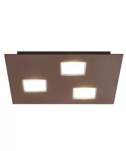 Fabbian Quarter -LED-kattovalaisin 3-lamp. Ruskea