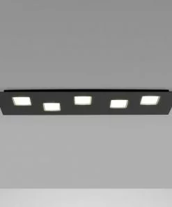 Fabbian Quarter -LED-kattovalaisin 5-lamp. Musta