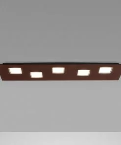 Fabbian Quarter -LED-kattovalaisin 5-lamp. Ruskea
