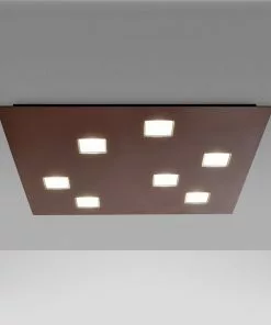 Fabbian Quarter -LED-kattovalaisin 7-lamp. Ruskea