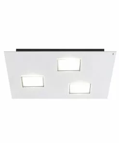 Fabbian Quarter -LED-kattovalo 3-lamp. Valkoinen