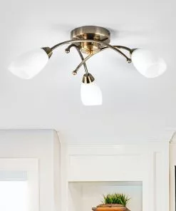 Searchlight Ihana OPERA-kattovalaisin 3-lamp. Vanha Messinki