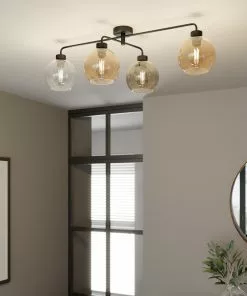 Euluna Kattovalaisin Cubus 4-lamp Kirkas/meripihka/harmaa