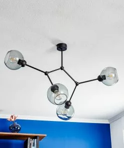 Euluna Kattovalaisin Fairy, 1-lamp., Harmaa-kirkas/musta