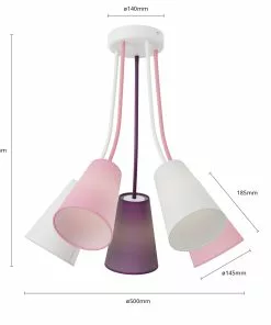Euluna Kattovalo Wire Kids 5-lamp., Valk./pinkki/violetti -Lampan kauppa kattovalo wire kids 5 lamp valk pinkki violetti 5