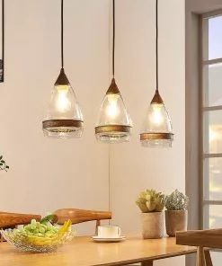 Lindby Lasinen Riippuvalaisin Millina, Ruoste, 3-lamp.