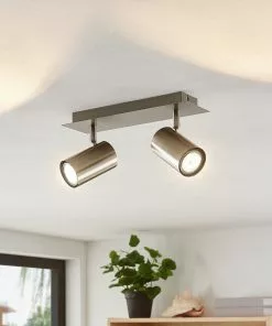 Lindby Joffrey -kattokohdevalo, 2-lamp., Nikkeli