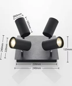 Lindby Joffrey -kattovalaisin, 4-lamp., Musta -Lampan kauppa lindby joffrey kattovalaisin 4 lamp musta 2