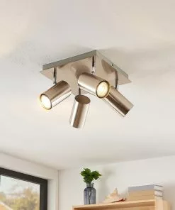 Lindby Joffrey -kattovalaisin, 4-lamp., Nikkeli