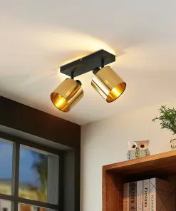 Lindby Joudy -kattovalaisin 2-lamp. Vaalea Pronssi