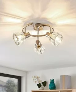 Lindby Kosta -kattovalaisin, 3-lamp., Nikkeliä