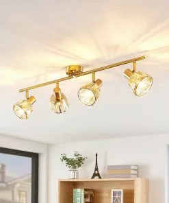 Lindby Kosta -kattovalaisin, 4-lamp., Messinkiä