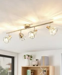 Lindby Kosta -kattovalaisin, 4-lamp., Nikkeliä