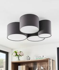 Lindby Laurenz -kattovalaisin, 4-lamp., Harmaa