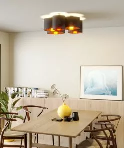 Lindby Laurenz -kattovalaisin 5-lamp. Harmaa-kulta