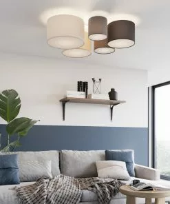 Lindby Laurenz -kattovalaisin 5-lamp. Ruskea-beige