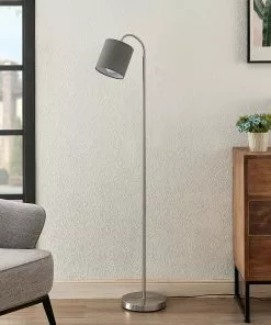Lindby Manu -lattiavalo, 1-lamp., Harmaa
