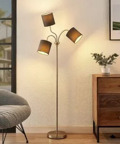 Lindby Manu -lattiavalo, 3-lamp., Harmaa -Lampan kauppa lindby manu lattiavalo 3 lamp harmaa 8