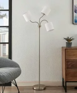 Lindby Manu -lattiavalo, 3-lamp., Valkoinen