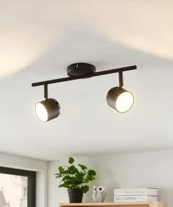 Lindby Marrie -LED-kohdevalaisin, Musta, 2-lamp.