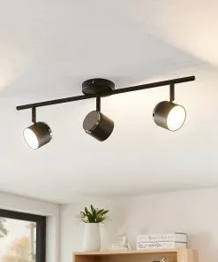 Lindby Marrie -LED-kohdevalaisin, Musta, 3-lamp.