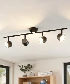 Lindby Marrie -LED-kohdevalaisin, Musta, 4-lamp.