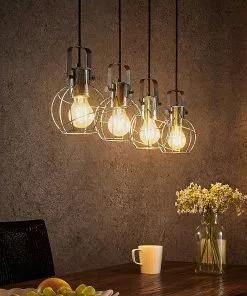 Lindby Salima -riippuvalo, Häkkivarjost., 4-lamp.