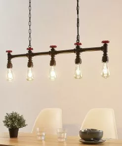 Lindby Zlata -riippuvalo, 5-lamp., Industriaalinen