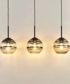 Lucande Ably -riippuvalaisin, Savulasia, 3-lamp.