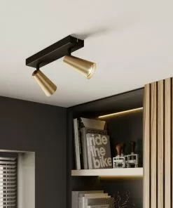 Lucande Angelina -kattovalo Messinki-kulta 2-lamp.