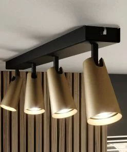 Lucande Angelina -kattovalo Messinki-kulta 4-lamp.