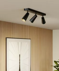 Lucande Angelina -kattovalo, Musta-kulta, 3-lamp.