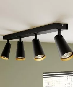 Lucande Angelina -kattovalo, Musta-kulta, 4-lamp. -Lampan kauppa lucande angelina kattovalo musta kulta 4 lamp 8