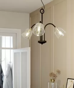 Lucande Anjita -riippuvalo, Lasivarjostin, 3-lamp.