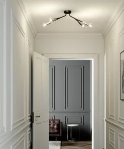 Lucande Carlea -kattovalo, 4-lamp. Musta-nikkeli