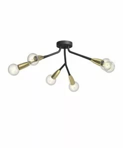 Lucande Carlea -kattovalo, 6-lamp. Musta-messinki -Lampan kauppa lucande carlea kattovalo 6 lamp musta messinki 4