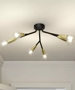 Lucande Carlea -kattovalo, 6-lamp. Musta-messinki -Lampan kauppa lucande carlea kattovalo 6 lamp musta messinki 8