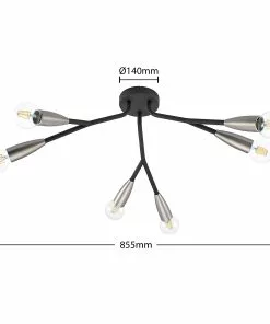 Lucande Carlea -kattovalo, 6-lamp. Musta-nikkeli -Lampan kauppa lucande carlea kattovalo 6 lamp musta nikkeli 2