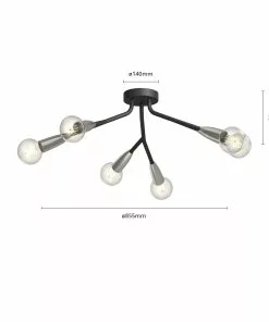 Lucande Carlea -kattovalo, 6-lamp. Musta-nikkeli -Lampan kauppa lucande carlea kattovalo 6 lamp musta nikkeli 7