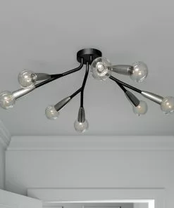 Lucande Carlea -kattovalo, 8-lamp. Musta-nikkeli -Lampan kauppa lucande carlea kattovalo 8 lamp musta nikkeli 2