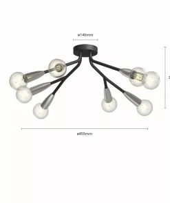 Lucande Carlea -kattovalo, 8-lamp. Musta-nikkeli -Lampan kauppa lucande carlea kattovalo 8 lamp musta nikkeli 6